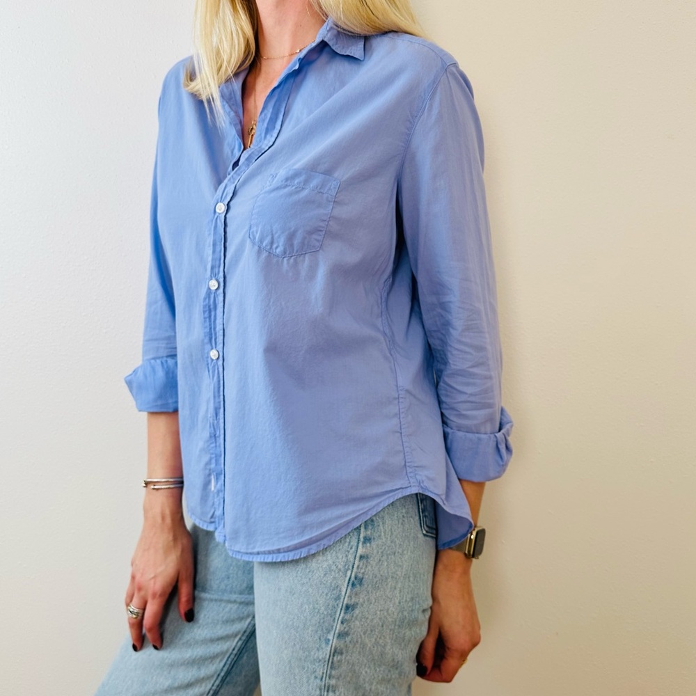 Frank&Eileen button down shirt front pocket long sleeve boho soft lavender color - Picture 2 of 9